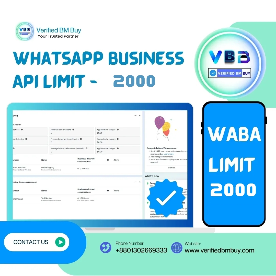 Buy WhatsApp Business API limit 2000 With FB Verified BM Buy WhatsApp Business API limit 2000 With FB Verified BM