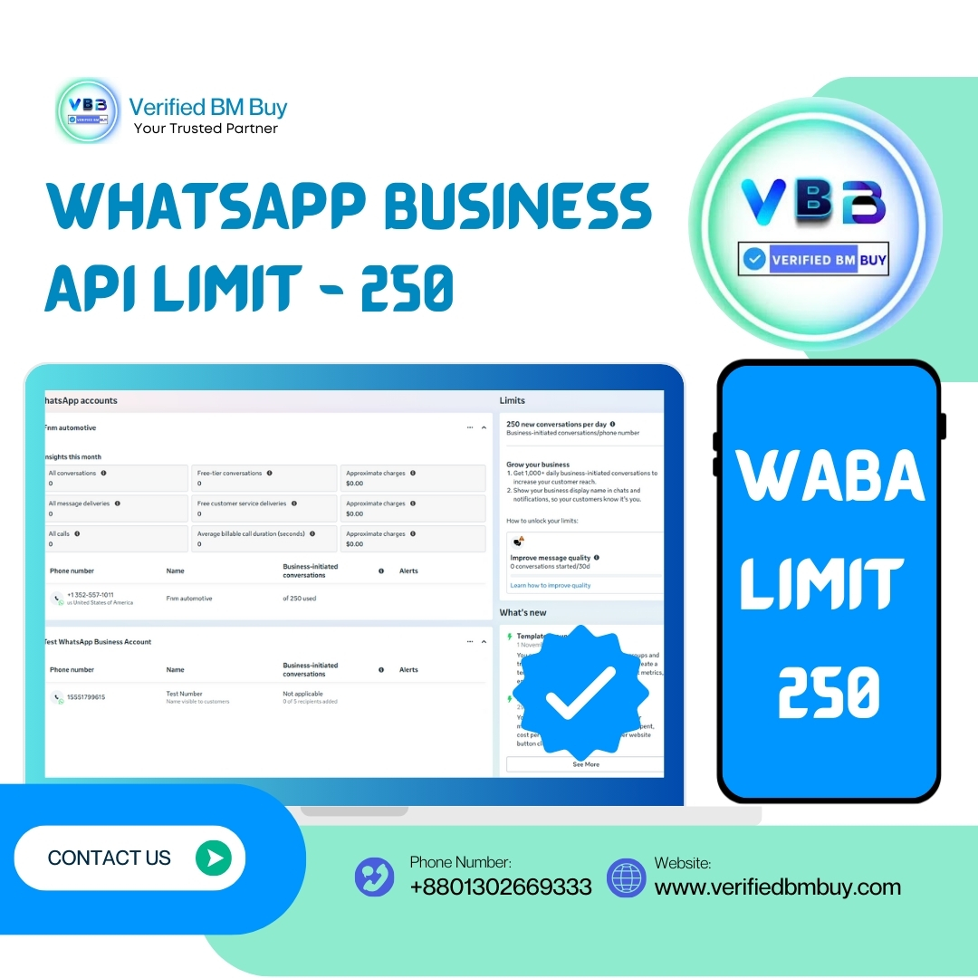 uy WhatsApp Business API limit 250 With FB Verified BM – Trusted WhatsApp Business Solution Buy WhatsApp Business API limit 250 with FB Verified BM – secure Meta-approved business messaging solution