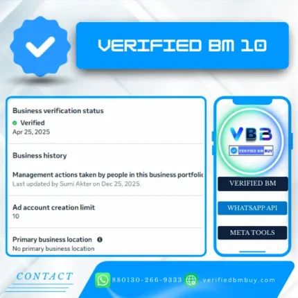 Buy Verified Facebook Business Manager (BM 10) with capacity for 10 ad accounts – VBB STORE.