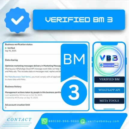 Buy Verified BM 3 | Facebook Business Manager Account, with 3 Ad Accounts creation limit - VBB STORE.