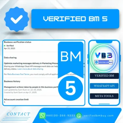 Buy Verified Facebook Business Manager (BM 5) with 5 Ad Accounts creation limit – VBB STORE.
