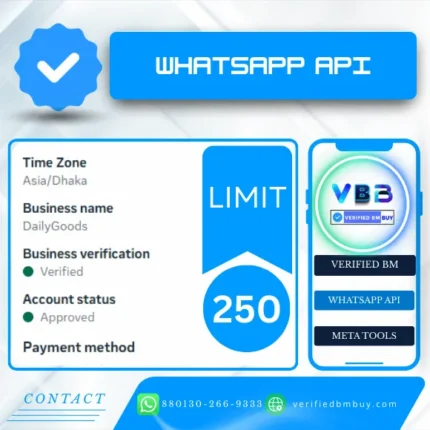 Buy Verified WhatsApp Business API limit 250 / daily, from VBB Store.
